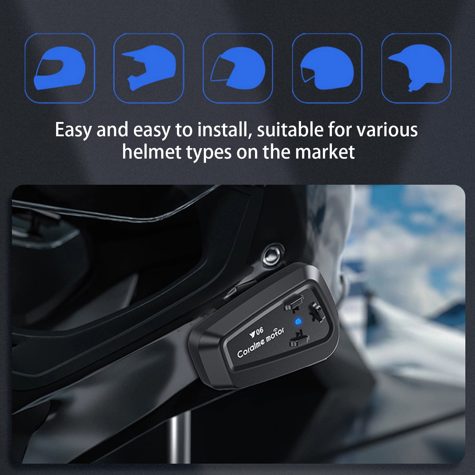 Bluetooth 5.3 Motorcycle Helmet Headset, Noise Cancellation, Long Battery Life, Automatic Call Answering, IPX6 Waterproof, Comfortable Communication for Riding