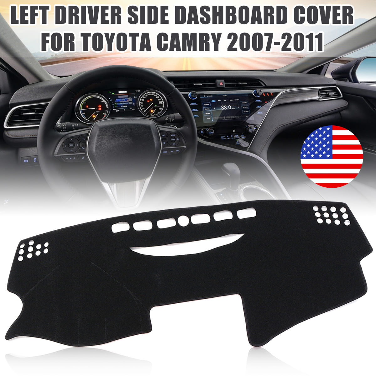 Left Hand Drive Black Dash Cover Dashboard Mat Pad Cushion For Toyota Camry 2007 2008 2009 2010