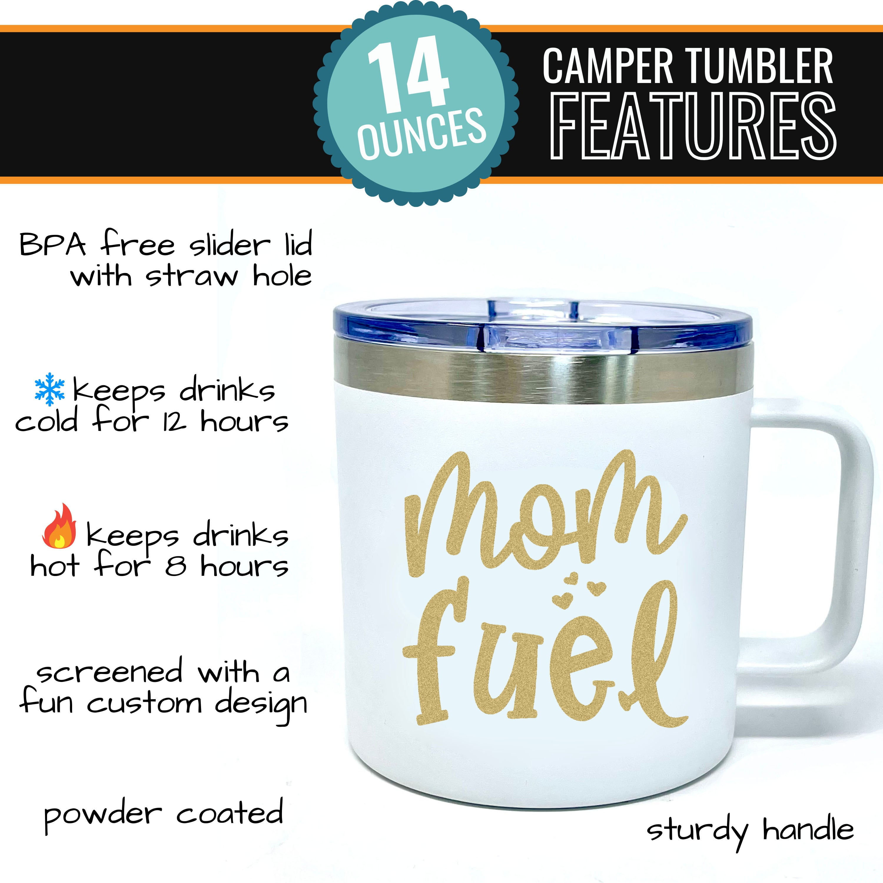 Travel Mugs with Handle, Lid and Straw in Cream - Funny Mom Mugs