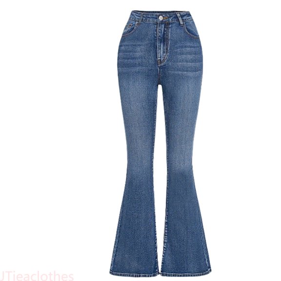 JTieacloth Girls Wide Leg Jeans Girls' Elastic Flared Jeans Pants Jeans Children's Clothing Size 5 14 Years ,Sizes 5-6 Years