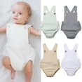 thumbnail image 4 of Douhoow 0-3Y Baby Romper Infant Girls Boys Cotton Sleeveless Square Collar Sling Jumpsuit, 4 of 9
