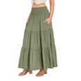 thumbnail image 2 of Women's Tiered Layered Smock High Stretch A-Line Flowy Long Maxi Skirt with Pockets, 2 of 8