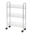 thumbnail image 1 of Household Essentials 7011 Slim Line 3-Tier Metal Storage Cart | Satin Silver, 1 of 8