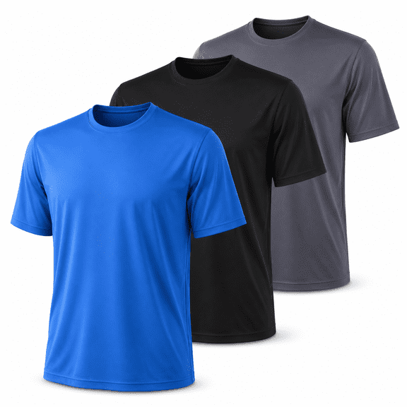 ZBORIBER Quick-Dry Men's Shirts 3-Pack - Moisture Wicking, UPF 50 , Breathable, S-3XL