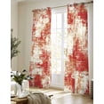 thumbnail image 5 of Red Ombre Sheer Curtains 84 Inch Length 2 Panels Set for Living Room/Bedroom, Gradient Abstract Art Vintage Kitchen Curtains with Grommet Semi-Sheer Curtains Drapes Voile Window Treatments 52"x84"x2, 5 of 7