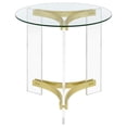 thumbnail image 6 of Janessa Round Glass Top Acrylic Leg End Table Matte Brass, 6 of 9