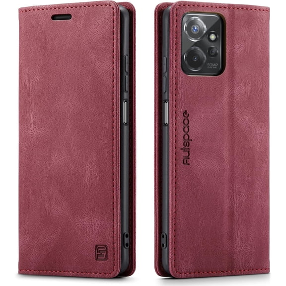 Case for Moto G Power 5G 2023 Case,PU Leather Folio Flip Wallet Case with [RFID Blocking] Card Holster Kickstand Magnetic Closure Shockproof Phone Cover for Motorola Moto G Power 5G 2023 (Red)