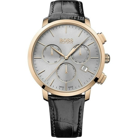 Hugo Boss  Men's 1513264 'Swiss Made Slim' Chronograph Black Leather (Best Swiss Made Watches)