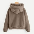 thumbnail image 2 of Vedolay Cute Sweatshirts Women's Oversized Sweatshirt Basic Solid Sleeve Hooded Pullover Tops,Khaki L, 2 of 3