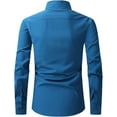 thumbnail image 2 of XINQIHANG Chemise Habillée à Manches Longues pour Hommes Coupe Régulière Décontractée Boutonnée Unie avec Poches, 2 of 7