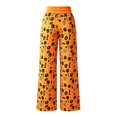 thumbnail image 5 of DHFJKG Womens Halloween Pajamas Pants Pumpkin Print Wide Leg Drawstring Waist Palazzo Loungewear Pants, 5 of 5