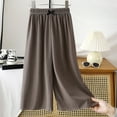 thumbnail image 2 of Gubotare Girl Pants Girls Wide Leg Pants Loose Trousers Linen Flowy with Pockets Elastic Waist Casual for Kids (Dark Gray,Size 6-7 Years), 2 of 3