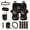 Black - Horse Hibiscus, variant on LedBack Aztec Tribal Full Seat Covers for Cars Cloth High Back Bucket Seat Covers with Steering Wheel Cover Safety Belt Pads Rearview Mirror Cover Garbage Bag Car Vent Storage Pouch