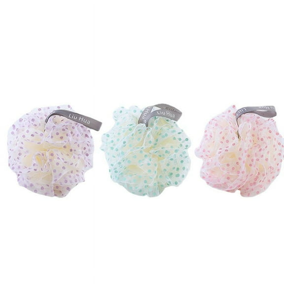 Polka Pot Shower Mesh Sponge, Exfoliating Scrubber, Bath Ball Sponge, 3 Pcs Bath Accessories