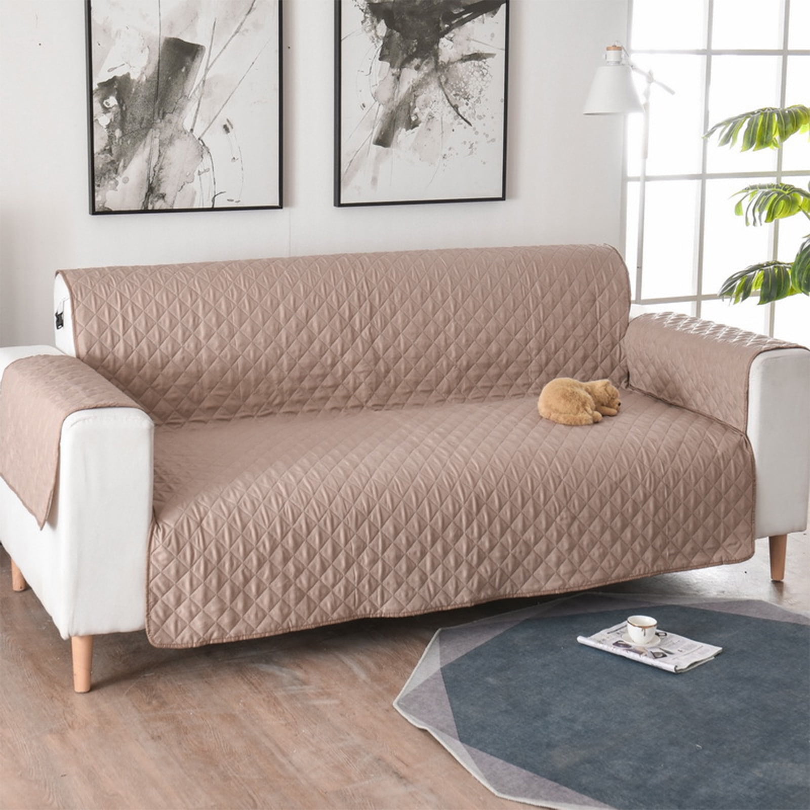 Reversible Sofa Cover Couch Cover for Dogs with Elastic Straps Water Resistant Furniture Protector for Pets Couch Cover for 2 Cushion Couch