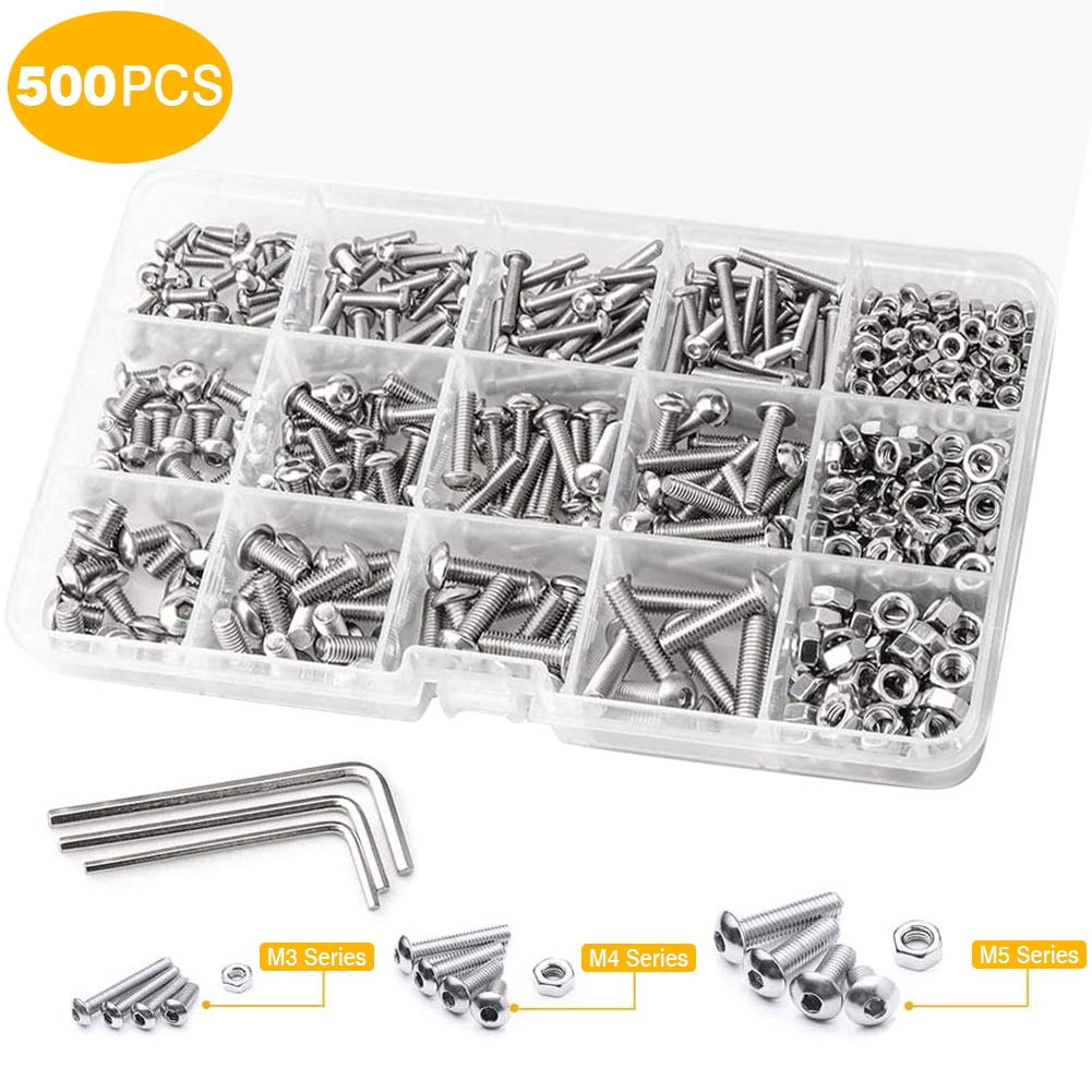 500PCS Screws Set Stainless Steel Durable Good Quality Screw Nuts Kit