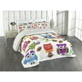 thumbnail image 2 of Ambesonne Owls Quilted Coverlet 3 Pcs, Cheerleader League Team, Queen Size, Multicolor, 2 of 4