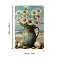 thumbnail image 2 of 1pc Vintage Beach Vase &amp; Daisy Metal Tin Sign - Rustic Iron Wall Art Decor, 8x12 Inch, Coastal Daisy and Seashell Design, Indoor/Outdoor Hanging Plaque for Home, Bedroom, Office, Cafe, Bar, 2 of 8