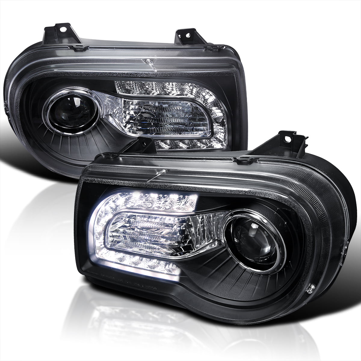 ベンチ 収納付 Spec-D Tuning Chrome Projector Headlights Head Lamp W/LED  Compatible with 2005-2010 Pontiac G6 L+R Pair Head Light Lamp Assembly  並行輸入品