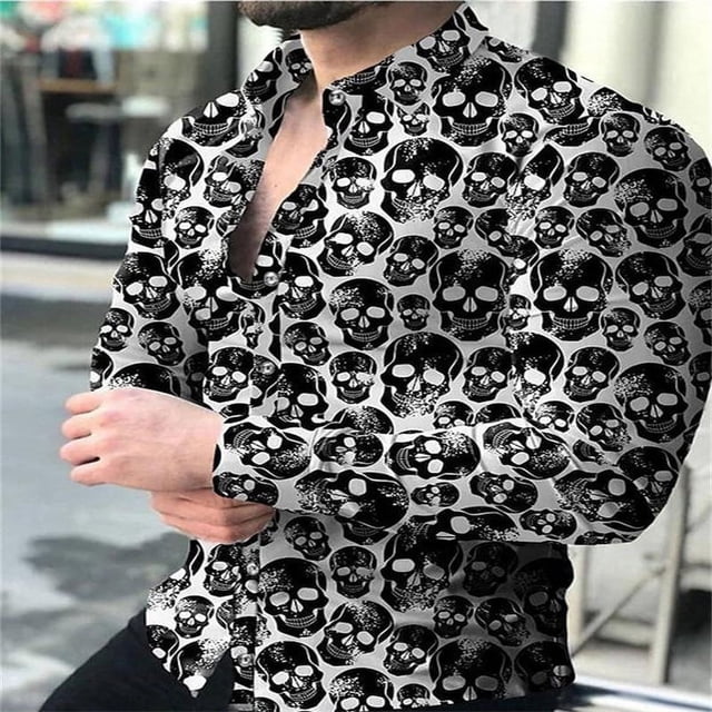 Camisa de hombre con solapa de color en bloques de color, informal, de calle, con botones, de manga larga, informal, a la moda, transpirable, cómoda, 2024