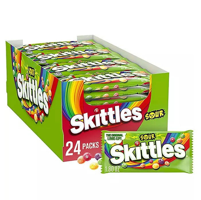 Skittles Sour Fruity Chewy Candy Full Size Bulk Pack (1.8 oz., 24 ct