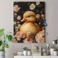 thumbnail image 4 of Qisvanset Framed Canvas Wall Art, 12x16 Inch Yellow Duckling Peony Floral Animal Wall Art, 4 of 5