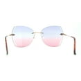 thumbnail image 4 of Womens Rimless Rhinestone Bevel Angular Lens Butterfly Sunglasses Gold Blue Pink, 4 of 5