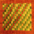 thumbnail image 1 of Ahgly Company Indoor Square Checkered Yellow Modern Area Rugs, 4' Square, 1 of 4