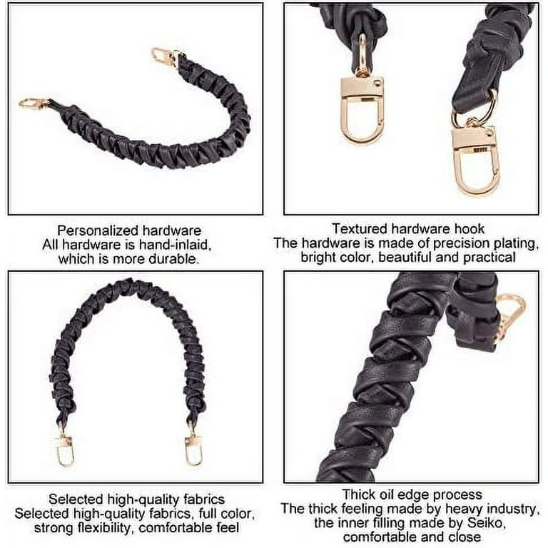 Braided Purse Strap 1pc 17 PU Leather Replacement Handle Short Handbag  Strap Top Handle with Golden Hardware for Tote Crochet Pochette Designer  Bag Black 