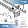 thumbnail image 3 of Urbanest Adjustable Double Curtain Rod Set Pila Manhattan Finials – 1″ Front & 3/4″ Back Rod With Brushed Steel Rod, 84–120 Inches, 3 of 6