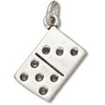 thumbnail image 1 of Sterling Silver 24" 1mm 3D One Four Side Three Five Side Table Domino Game Pendant Necklace, 1 of 2
