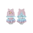 thumbnail image 2 of BemeyourBBs Toddler Baby Girl Golf Outfit Cute Infant Baby Girls Summer Clothes Golf Cart Embroidery Stripe Print Ruffled Tank Tops with Tiered Skirt Shorts 2Pcs Set, 2 of 9