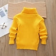 thumbnail image 3 of SonxaHe Little Girls Sweater High Neck Cartoon Bear Pattern Knitted Top Child Loose Warm Cozy Fall Winter Sweaters Yellow,Sized 6-7, 3 of 3