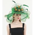 thumbnail image 3 of Women's Kentucky Derby Church Dress Hat Wide Brim Leaf Flower Bridal Shower Hat, 3 of 5