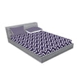 thumbnail image 2 of Ambesonne Nautical Fitted Sheet & Pillow Sham Set, Zig Zag Modern Pattern, Full, Dark Purple White, 2 of 2