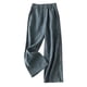 thumbnail image 2 of ICHUANYI Clearance Women's Solid Color Casual Pocket Elasticated Feeling Of Falling Cotton And Linen Straight Barrel Pants(Blue, XL) ICHUANYI WER2023081402368, 2 of 6