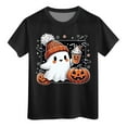 thumbnail image 4 of CAUYDY Spooky Season Shirts for Toddler Baby Boys Girls Halloween T-Shirt Ghost Graphic Tees Short Sleeve Tops(A01-Black,3-4 Y), 4 of 5