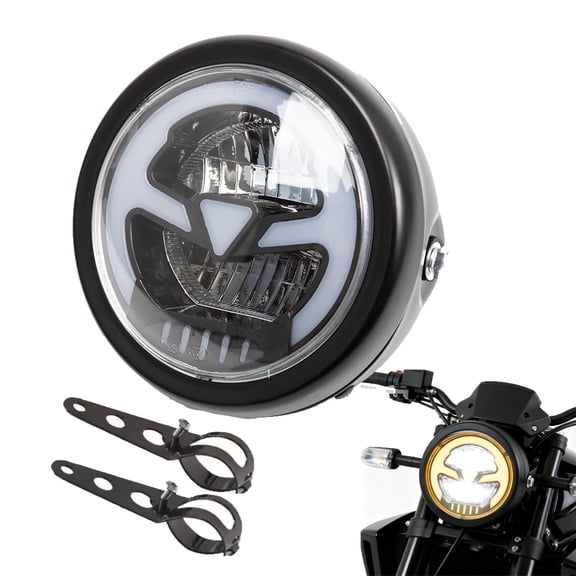 evomosa 5.75 inch Headlight for Motorcycle, 5.75" Round LED Motorcycle Headlight DOT Approved Headlamp High Low Beam for Cafe Racer E-bike Bobber Chopper (Yellow)