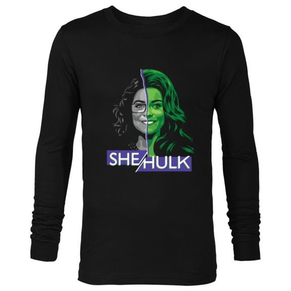 Marvel Studios She Hulk Jen Walters Split - Long Sleeve T-Shirt for Men - Customized-Black