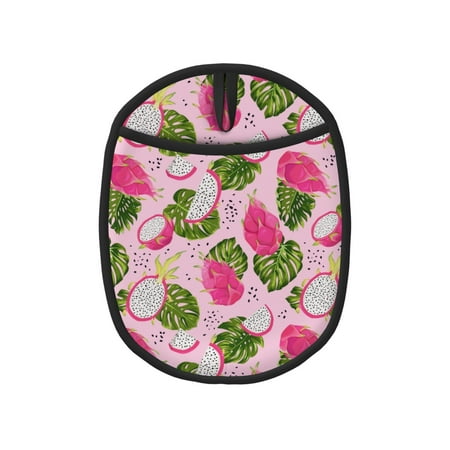

Pofeuu Dragon Fruits Print Silicone Pot Mat Mitten With Hanging Loop Heat Resistant Oven Mitts Non-Slip Bbq Baking Smoking Potholders