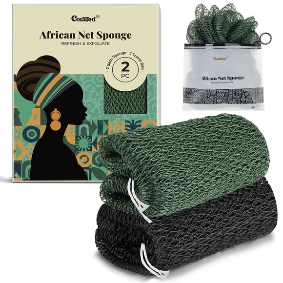 Esponja de baño CORATED African Net exfoliante, 2 unidades