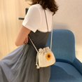 thumbnail image 4 of CHUANK Women Drawstring Shoulder Bag Sunflower Straw Small Crossbody Pouch (White), 4 of 5