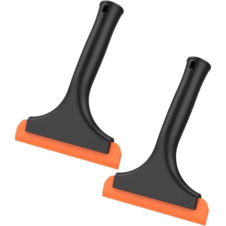 2Pcs Silicone Squeegee Auto Water Blade Reusable Durable Water Wiper Handheld Portable Shower Squeegee Lightweight Car Windshield Squeegee with Long Handle for Auto Cleaning(black)