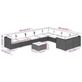thumbnail image 2 of vidaXL 10 Piece Patio Lounge Set with Cushions Poly Rattan Black, 2 of 12