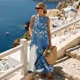 thumbnail image 3 of Xoenoiee Cat Cherry Blossom Print Women's Cotton Linen Sleeveless Tank Sundresses with Pockets Crewneck Flowy Summer T Shirt Dresses Lightweight Maxi Dresses for Women, XL, 3 of 7