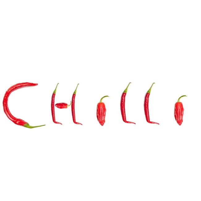 The Word Chilli Spelled With Red Jalapeno Peppers Poster Print 27 X 8