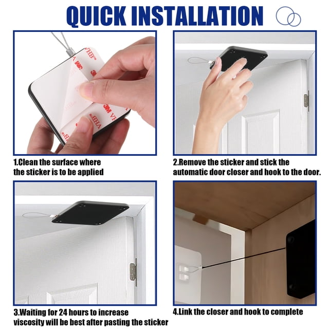 Bewildely Cierrapuertas automático de construcción duradera de 2 piezas con tracción de túnel para más escenarios fáciles Decoración del hogar negro【1000g】