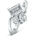 thumbnail image 3 of Pompeii 2 1/4Ct TW Toi et Moi Oval And Emerald Cut Engagement Ring White Gold Lab Grown, 3 of 5