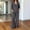 Black, variant on Josdec Women's Striped 2‑Piece Linen‑Look Outfit Set, V‑Neck 3/4 Sleeve Top and Wide‑Leg Pants, Casual Loungewear, S‑3XL