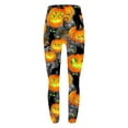 thumbnail image 4 of Women's Halloween Printed Leggings High Waisted Stretchy Yoga Pants Soft Athletic Workout Gym Tights Yellow, 4 of 6